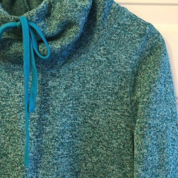NEW Eddie Bauer Sz M Womens Fleece Pullover Sweater Drawstring Collar Turquoise - Picture 3 of 8